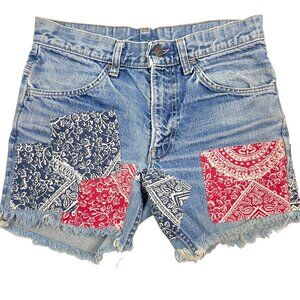 Orange Tab Levi's 1960's Womens Denim Shorts Daisy Dukes Patchwork Size 2-4 RARE
